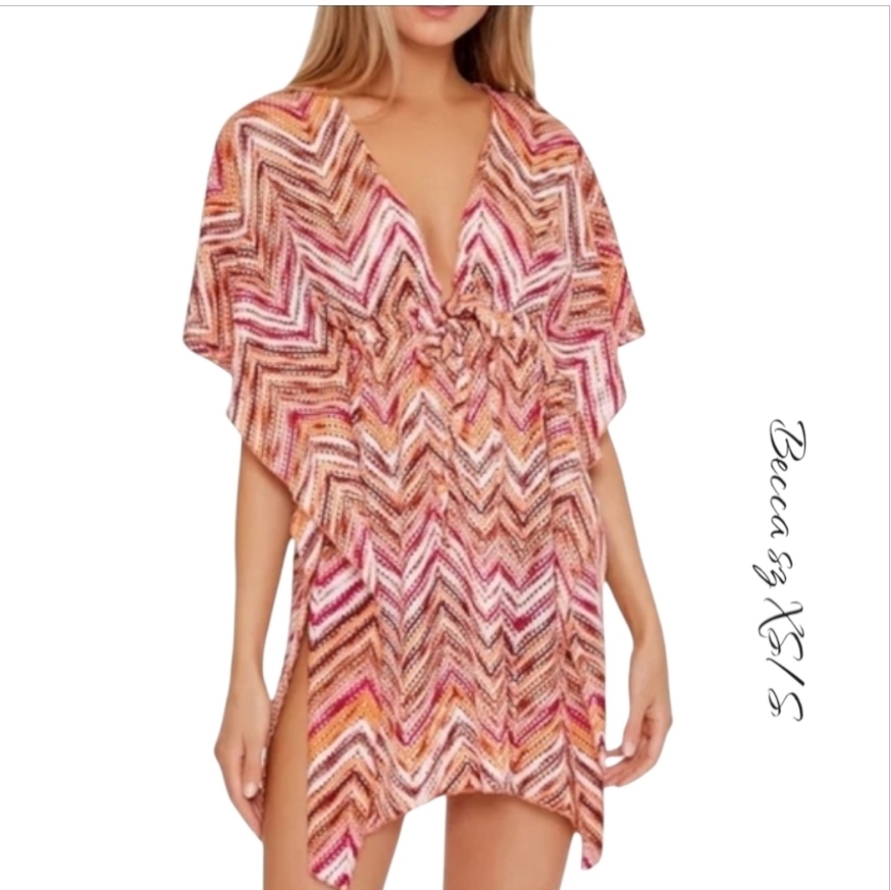 NWT BECCA by Rebecca Virtue Sea Level Crochet Tunic Swim Coverup S/XS